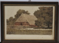 Cornelius Rogge/Radierung/ handsigniert/Worpsweder Landschaft/handkoloriert