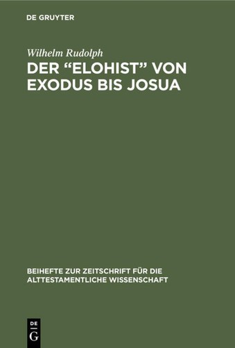 Der elohist von exodus bis - der,