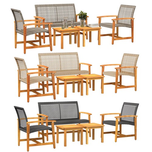 Poly rattan und akazienholz - poly,