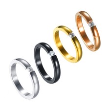 Edelstahl Ring mit Zirkonia Farbwahl: Schwarz, Rosegold, Silber, Gold - Damen
