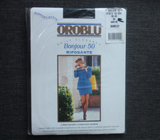 Vintage OROBLU Bonjour Strumpfhose Gr. 38-40 Marine 50 den stützend Neu OVP