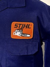 Stihl Motorsäge Baumarbeit Abzeichen Reißverschluss marine Kesselanzug Overall Größe M 39-41 Zoll