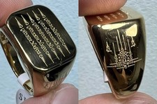 Größe 10 Ring YANT 5 Reihen Talisman Edelstahl vergoldet Thai Buddha Amulett