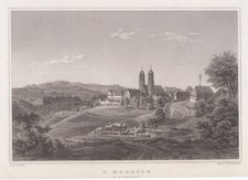 St. Märgen Schwarzw. Original Stahlstich Hablitschek 1850