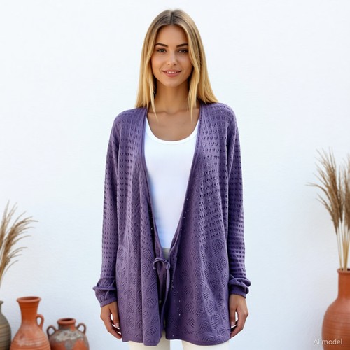 Boho strickjacke lila - strickjacke,