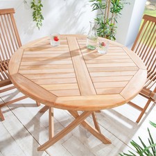 Massiver Gartentisch EMPIRE TEAK - 90cm - Teakholz - rund klappbar Balkontisch
