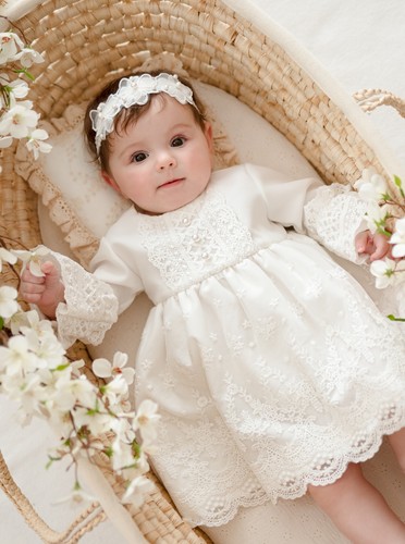 Ecru kleid spitze taufkleid - kleid,