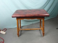 Hocker Fußhocker Antik Buche Säulen Sitz Gepolstert Bank Solide Sitzbank 38b1