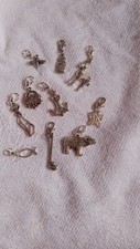 10 Charm Charms Anhänger  silberfarben m. Karabiner (12323)