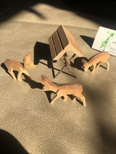 Rehgruppe Klein Mit Raufe Geschnitzt, Orginal Erzgebirge Holzkunst