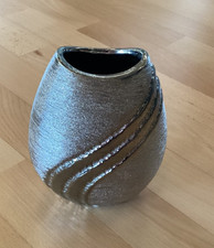 Vase Keramik silberfarben modern Höhe 7,5 cm neu und unbenutzt 