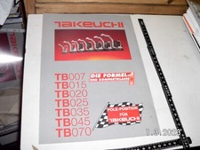 TAKEUCHI KOMPAKTBAGGER PROSPEKT/BROSCHÜRE TB 007-TB 070 2 Seiten ALT & RAR