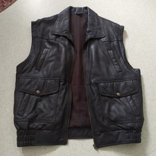 Vintage Echtleder Weste Größe Dunkelbraun2XL