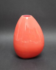 Glasvase von Zwiesel, Michael Böhm, Überfangglas Korallenrosa Weiß, asymmetrisch