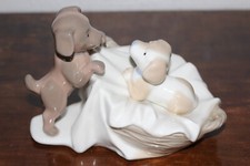 DEKORATIVE PORZELLANFIGUR "HUNDEWELPEN" TENGRA SPANIEN #10749