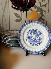 Essteller 11 Teile China Blau Porzellan Goldrand