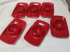 6 Fackelmann  Eierbecher  80er 70er Jahre rot stapelbar Vintage Retro
