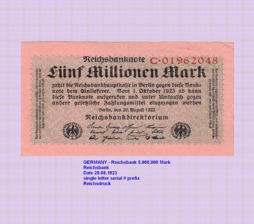 Weimar millionen mark 1923 - 5,