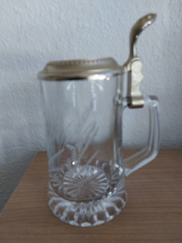 Bierkrug glas mit - mit, zinndeckel