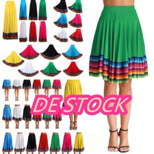 DE*Flamenco Rock Damen Lang Tanzrock Swing Maxirock Spanisch Tanzen Bühne Kostüm