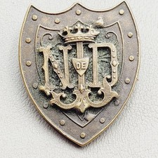 Alte Brosche 5 Zacken Krone Anker ND DE Bronze Adel Marine Anker Militär ? 3,2cm