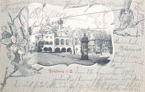 Litho freiburg passepartout - ak,