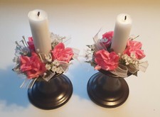 2 skandinavische Kerzenmanschetten / Kerzen Ring Schmuck Dekoration Blumen / 7