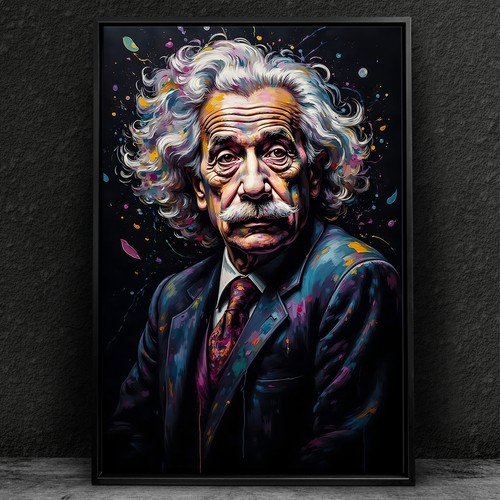 Wandbild bunt albert einstein - wandbild,,