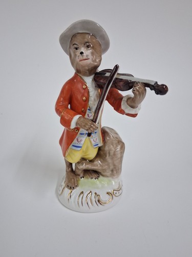 Porzellanfigur affe mit geige - porzellanfigur,