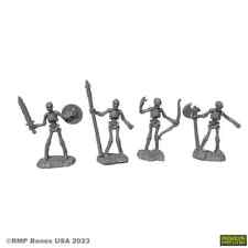 4x SKELETON WARRIORS - BONES REAPER Figur Miniatur Axt Schwert Bogenschütze 7090