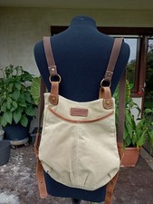 Eddie Bauer Rucksack Handtasche 2in1 Canvas Leder Riemen Beige NEUWERTIG Western