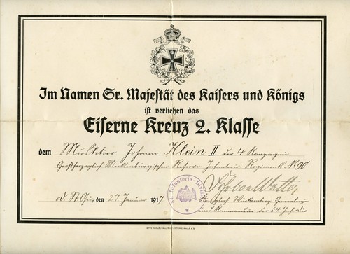 Preussen verleihungsurkunde - -,