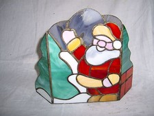Bleiglas-Bild-Kerzenständer , Weihnachtsmann