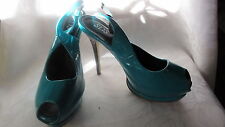 Damen Riemchen Pumps Plateau High Heels Gr. 36 Lack Türkis SDS Höhe ca. 12 cm