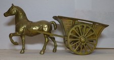 Pferd mit Wagen aus Messing