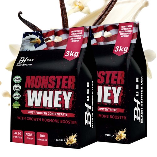 Monster whey 3kg vanille - 2x,