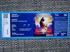 SANTANA - Miraculous Tour 2020 -  22.03.2020 Münschen Olympiahalle Sammlerticket