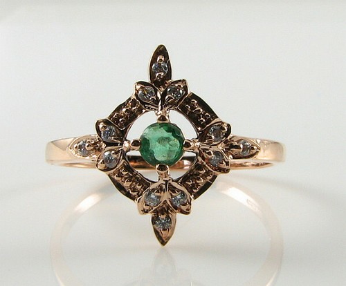 9ct smaragd diamant - 9k,