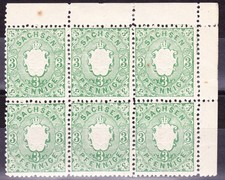 Sachsen Nr. 14 postfrischer 6er-Block ,rechte obere Ecke Seitenränder Eckwinkel!