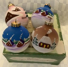 Alte Christbaumkugeln Baumbehang Christbaumschmuck Handbemalt DDR Lauscha 4 Stck