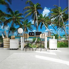 Fototapete Strand Palmen Meer Landschaft 3D TAPETE Wohnzimmer Schlafzimmer