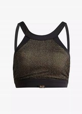 Bikini Oberteil Gr. 44 Schwarz Gold Damen-Bademode Schwimm-Bade-BH Neu