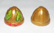 13009, 2x Helm, Topfhelm, gold, bedruckt