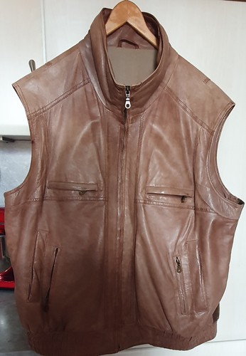 Lederweste herren echt leder - ,