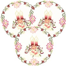 Tischdecke Weihnachten Rund 3 er Set 30 cm HOSSNER Kerzenduett Deckchen BESTICKT