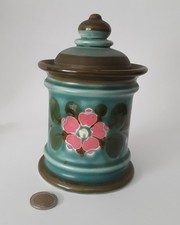 SMF Majolika Schramberg Dose Bonbonniere "Garmisch" blau # 5964, 70er Jahre