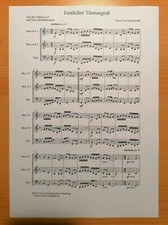 Musiknoten : Festlicher Türmergruß-Trio für 2 Hörner In F und Tuba.