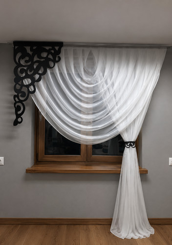 Voile gardine mit schwarzem - gardine,