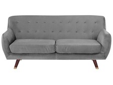 Modernes 3er Retro-Sofa aus Samtstoff in Grau Bodo