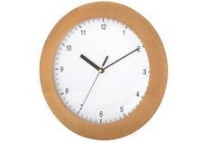 Funkwanduhr Buche massiv 32 cm Funkuhr Wanduhr Funkzeit DCF-77 Uhr